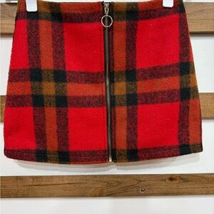 Vintage Forever 21 Red and Black Plaid Mini Skirt